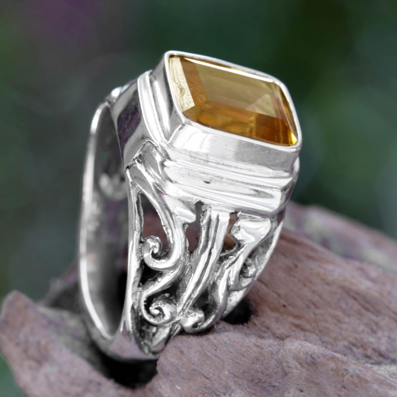 4 Carat Citrine Ring from Bali, "Savannah Evening"