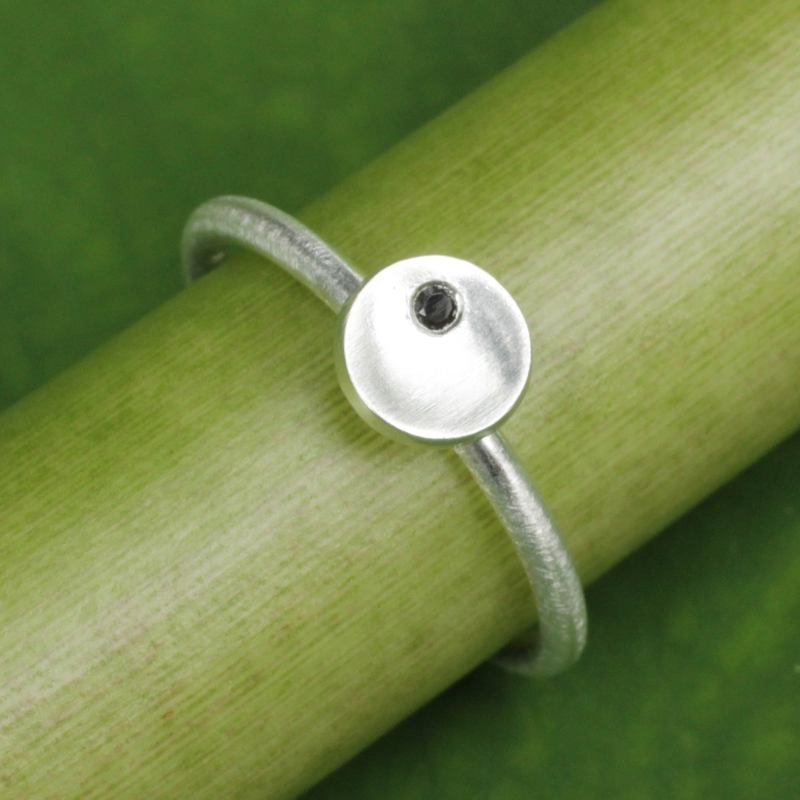 Women's Artisan Crafted Onyx and 925 Silver Ring, "The Circle"