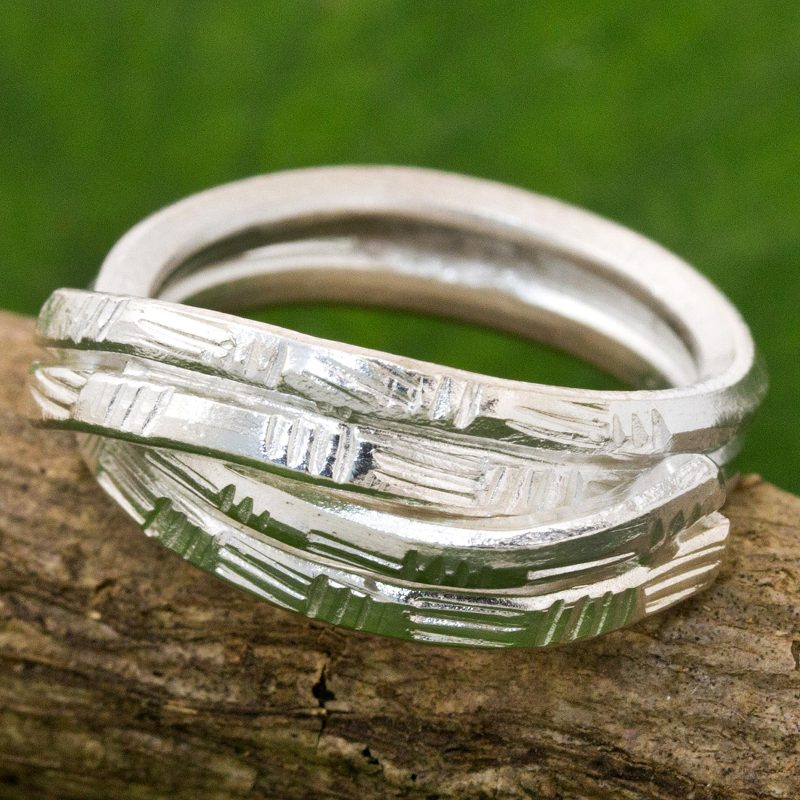 Sterling Silver Cocktail Ring Karen Tribe from Thailand, "Layers of Love"