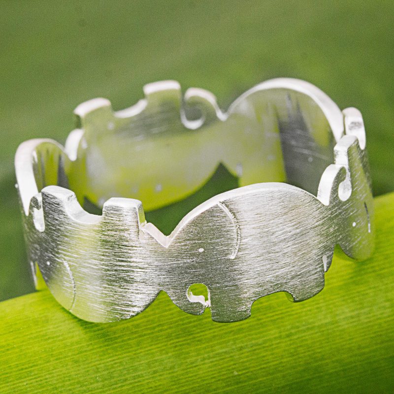 Sterling Silver Band Ring with Elephant Motifs from Thailand, "Elephant Party"