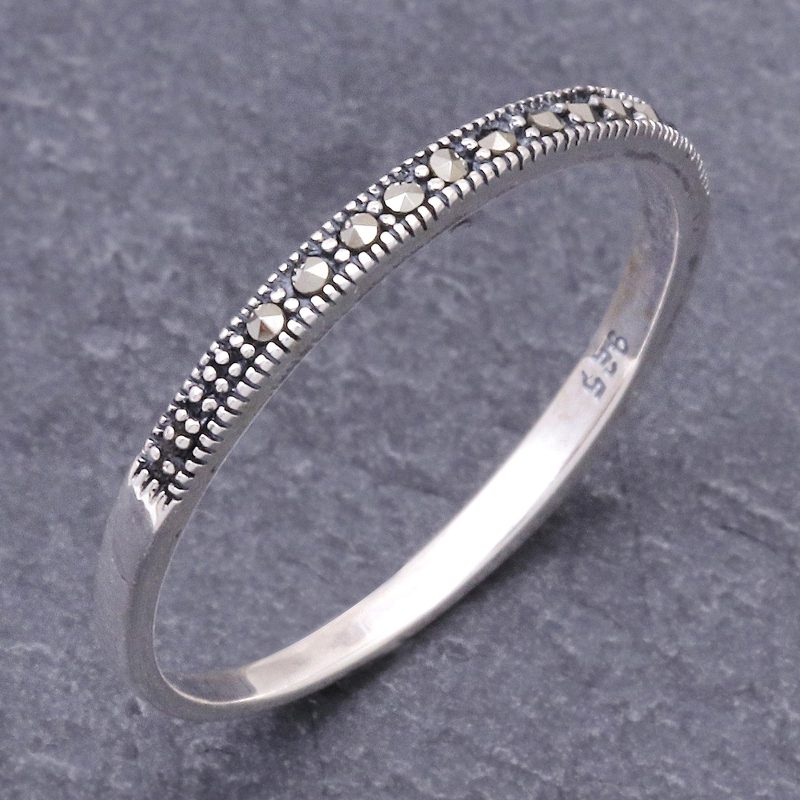 Marcasite and Sterling Silver Band Ring from Thailand, "Glistening Road"
