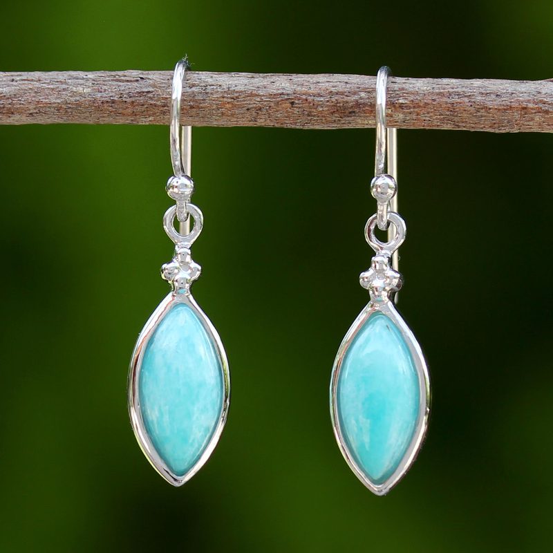 Rhodium Plated Sterling Silver Dangle Earrings from Thailand, "Knowing Eyes"