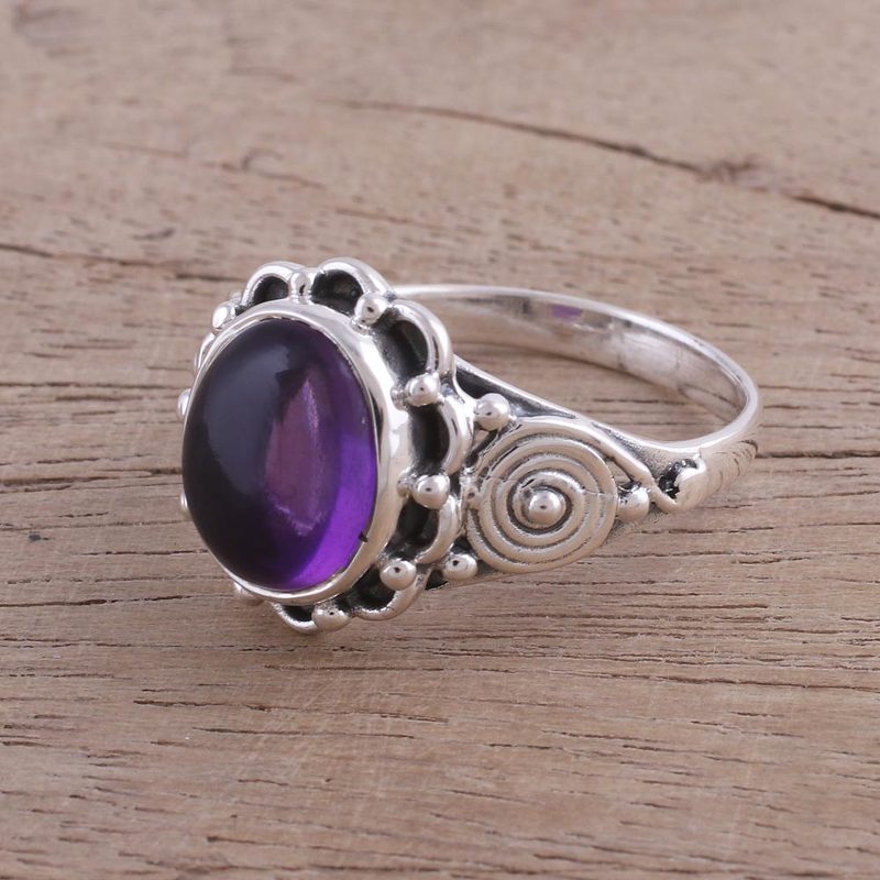 Amethyst and Sterling Silver Cocktail Ring from India, "Purple Rapture"