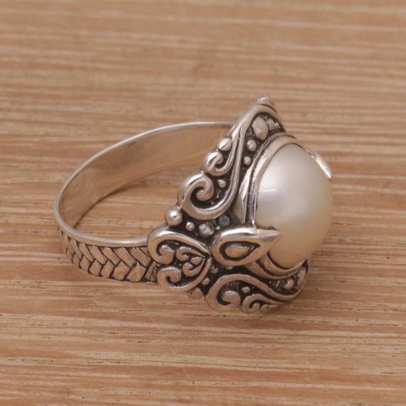 925 Sterling Silver Freshwater Cultured Pearl Cocktail Ring, "Bali Elegance"