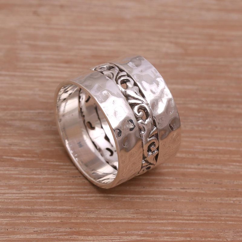 Sterling Silver Band Ring Crafted in Indonesia, "Around the Vines"