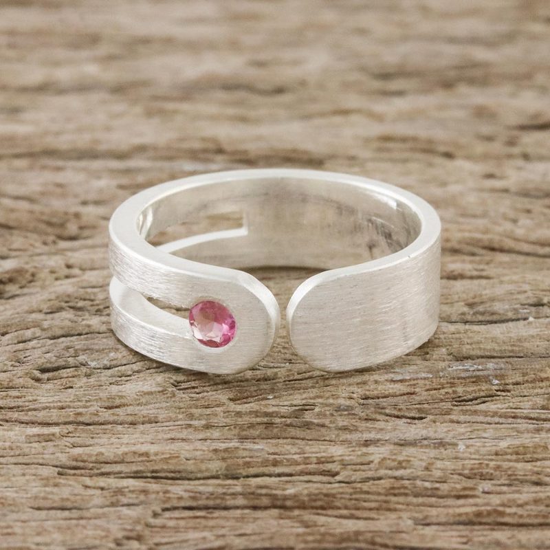 Sterling Silver and Tourmaline Wrap Ring from Thailand, "Sparkling Secret"
