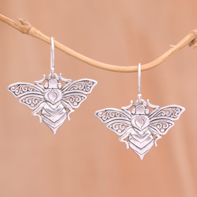 Sterling Silver Fluttering Moth Majesty Dangle Earrings, "Moth Majesty"