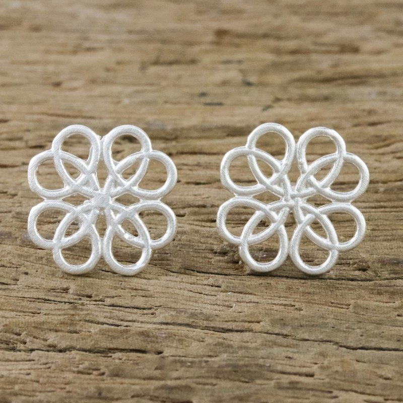 Symmetrical Overlapping Loop Sterling Silver Stud Earrings, "Inescapable Beauty"