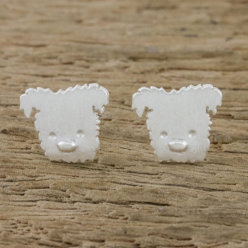 Westie Terrier Sterling Silver Stud Earrings from Thailand, "Westie"