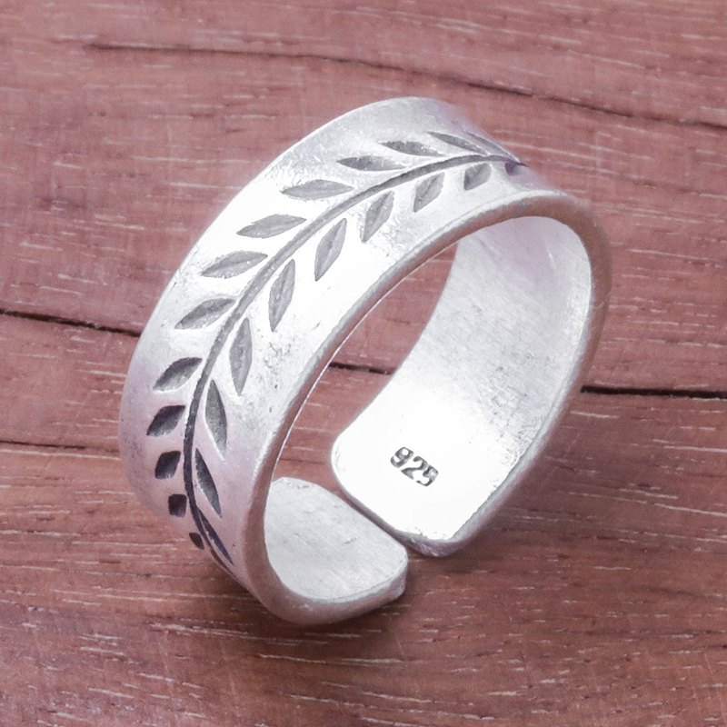 Leaf Pattern Sterling Silver Wrap Ring from Thailand, "Natural Branch"