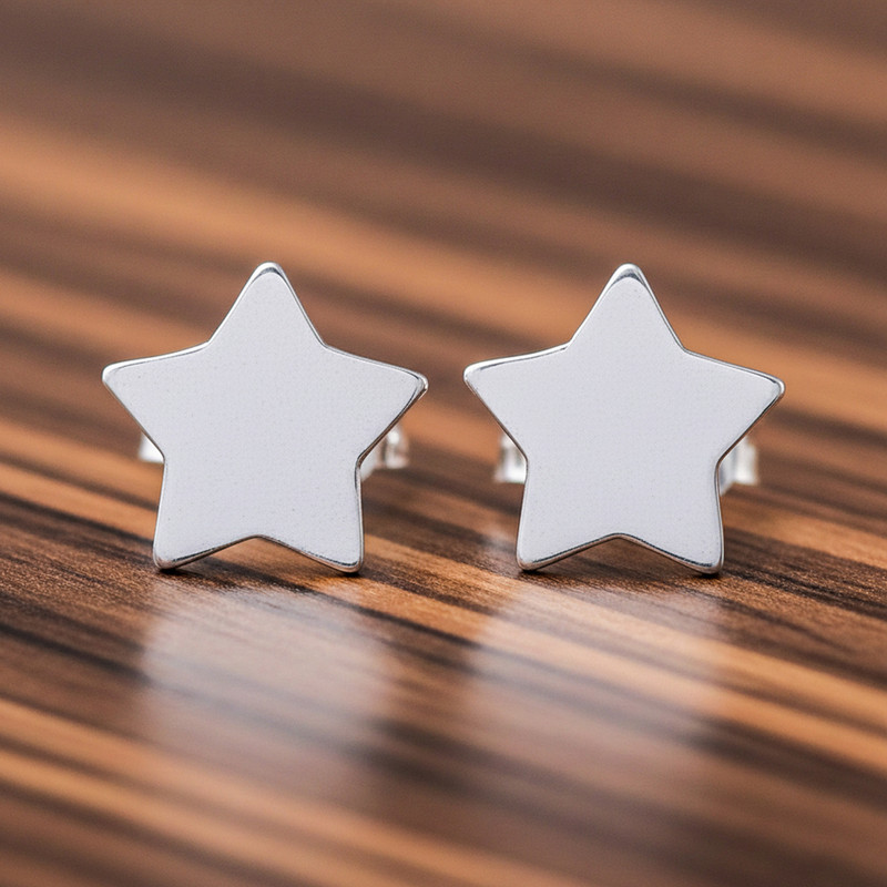 Star-Shaped Sterling Silver Stud Earrings from Thailand, "Simple Stars"