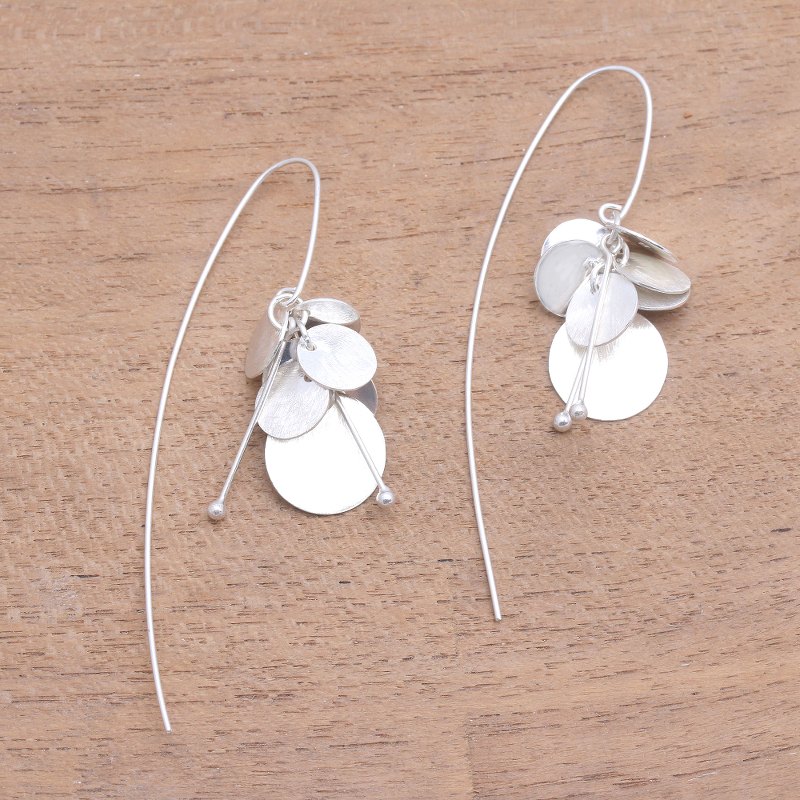 Abstract Sterling Silver Dangle Earrings from Bali, "Dancing Abstraction"