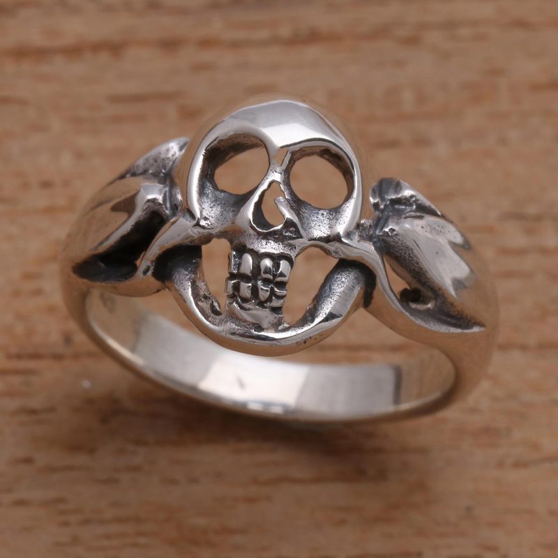 Men's Sterling Silver Skull Ring Crafted in Bali, "Gentleman's Skull"
