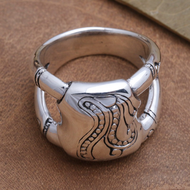 Unisex Sterling Silver Ring with Bamboo Motif, "Bamboo Glade"