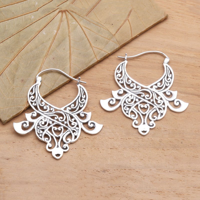 Modern Free-Form Sterling Silver Jungle Tendril Earrings, "Untamed Beauty"