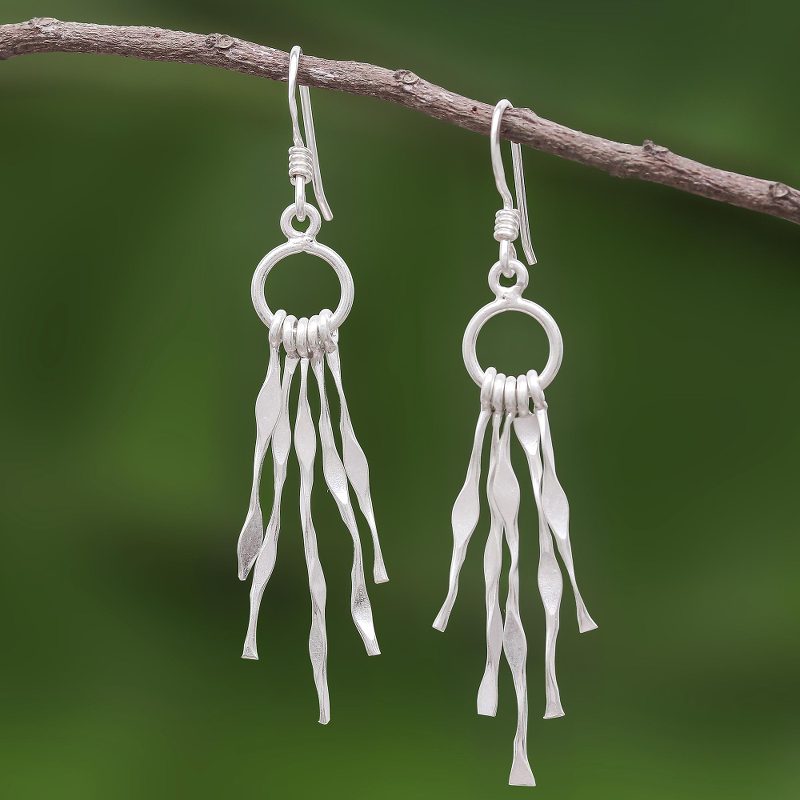 Unique Sterling Silver Dangle Earrings, "Wisp"
