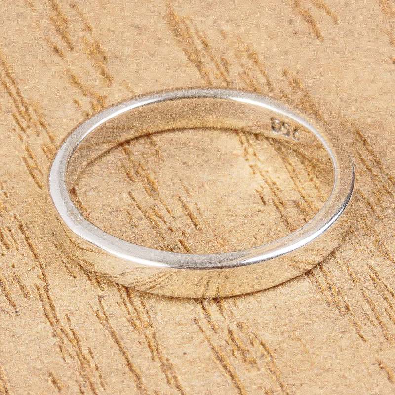 Polished 950 Silver Unisex Band Ring, "Polished"