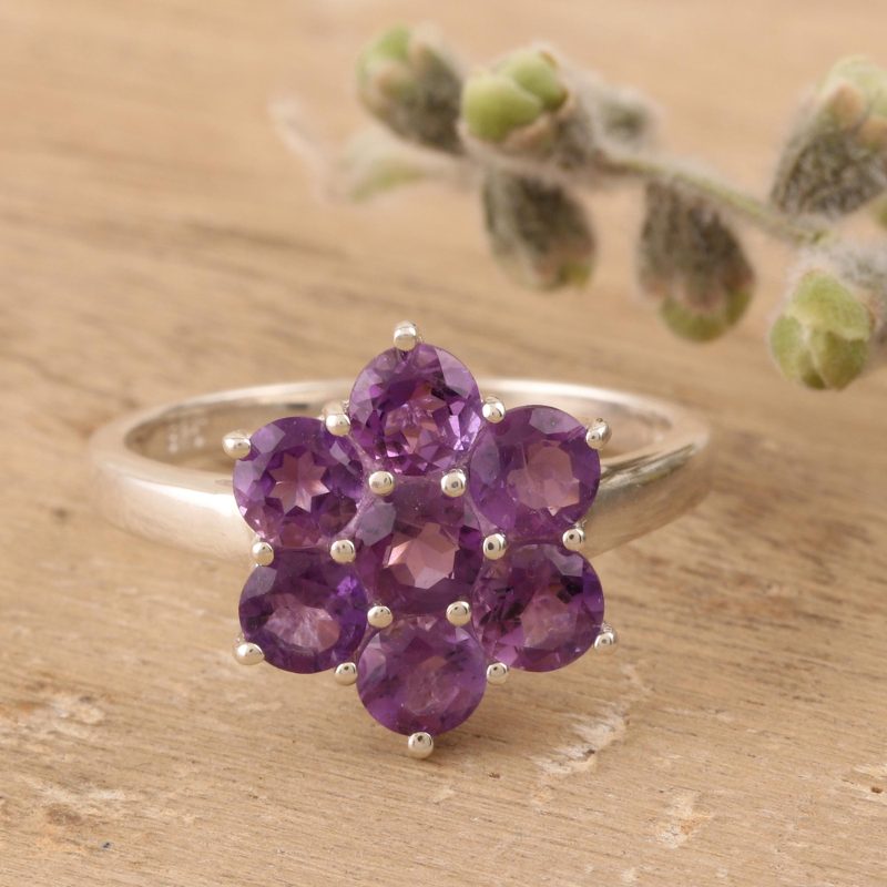 Amethyst and Sterling Silver Flower Ring, "Treasured Flower"
