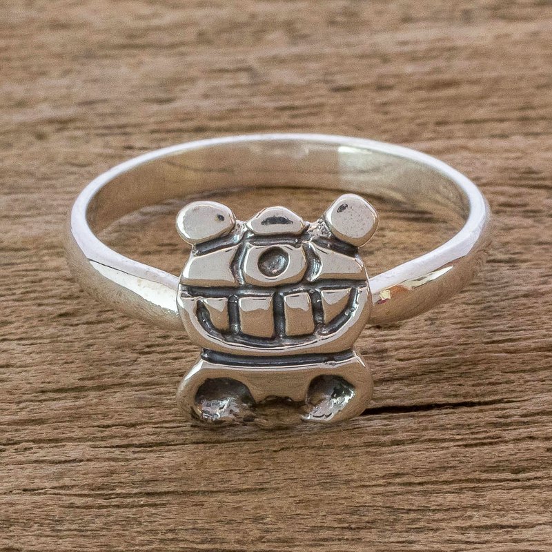 Mayan Sterling Silver Uayeb Calendar Glyph Unisex Ring, "Uayeb"