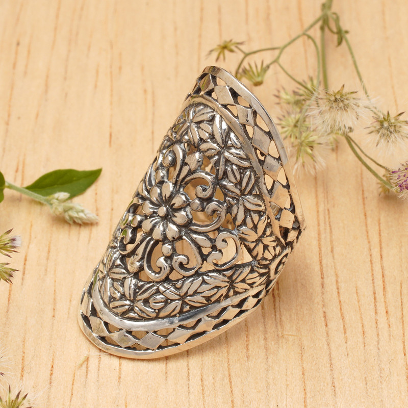 Sterling Silver Flower Ring, "Basket of Blooms"