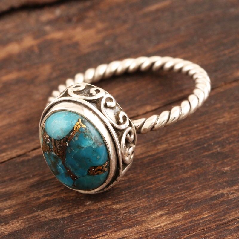Sterling Silver and Composite Turquoise Ring, "Adorable Azure"