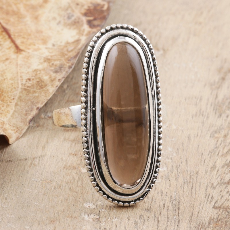 Smoky Quartz Sterling Silver Cocktail Ring, "Bliss & Beauty"