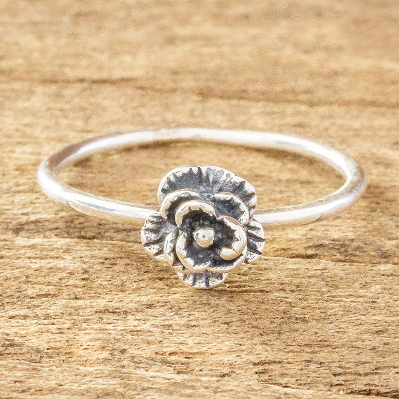 Small Flower Ring in Sterling Silver, "Humble Blossom"