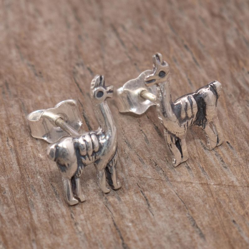 950 Silver Llama Earrings, "Llama Trek"