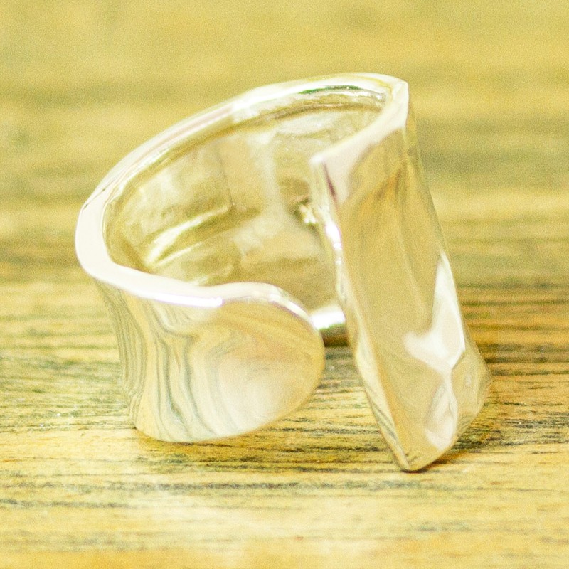 Wide Sterling Silver Wrap Ring Handcrafted in Mexico, "Mirror's Reflection"