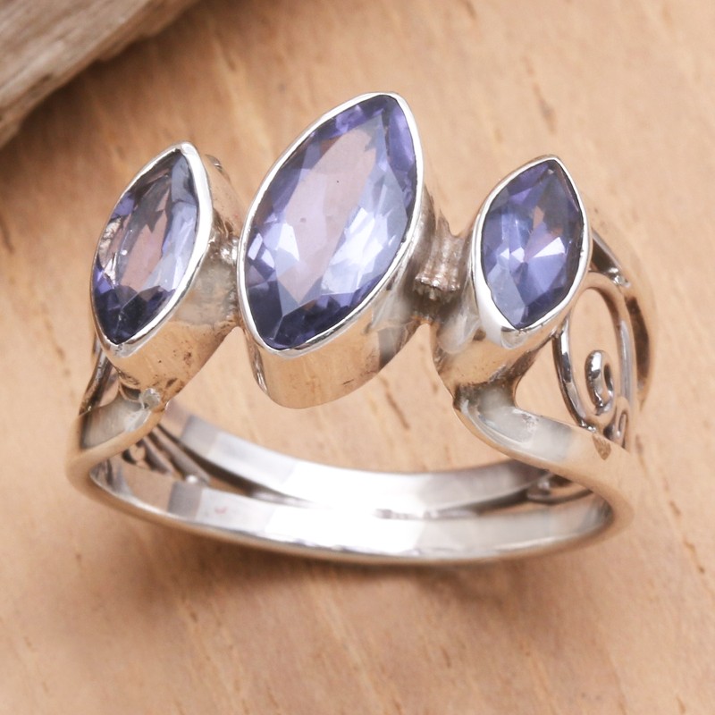 Amethyst and Sterling Silver Cocktail Ring, "Spark"