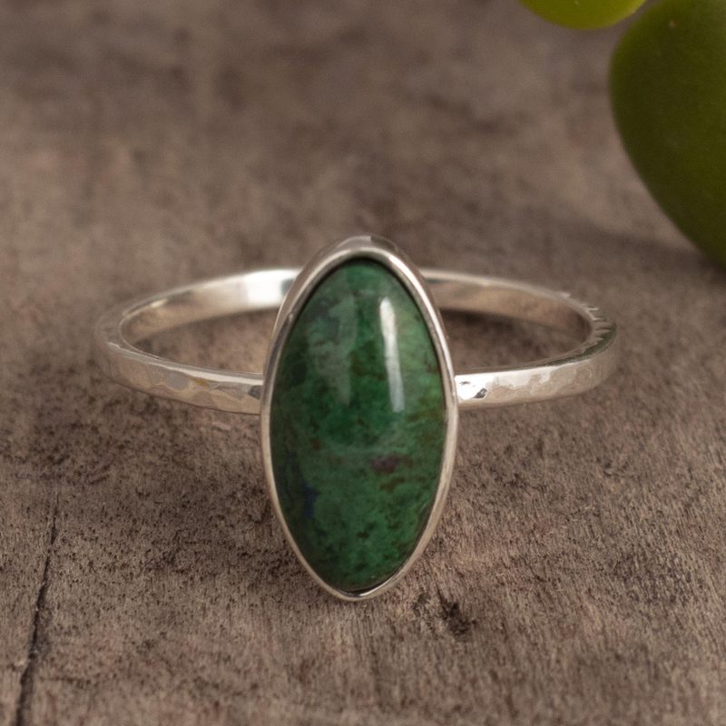 Sterling and Chrysocolla Cocktail Ring, "Paramour"