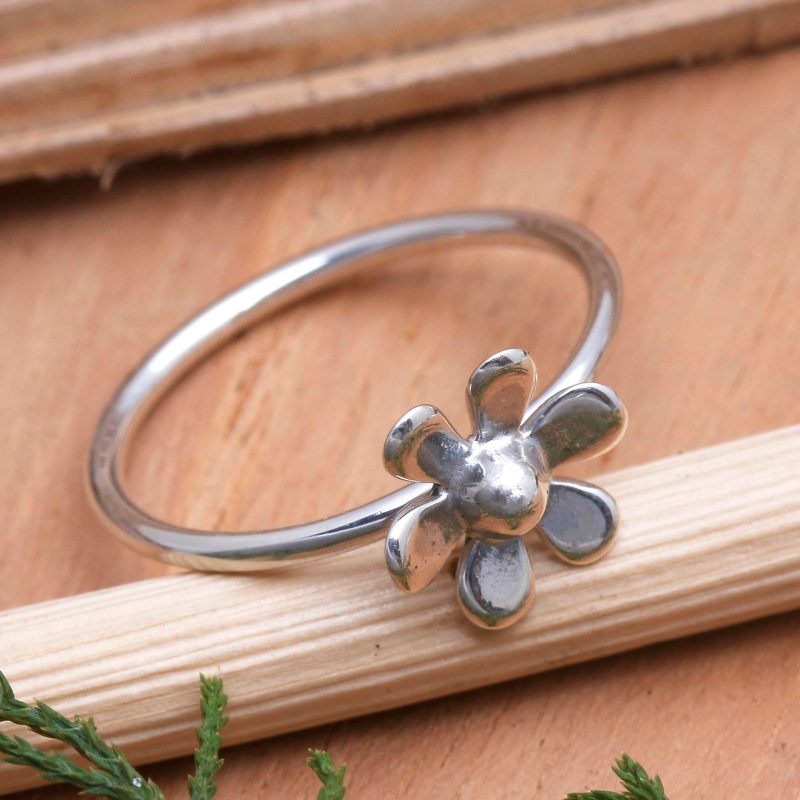 Sterling Silver Floral Cocktail Ring, "Innocent Bloom"