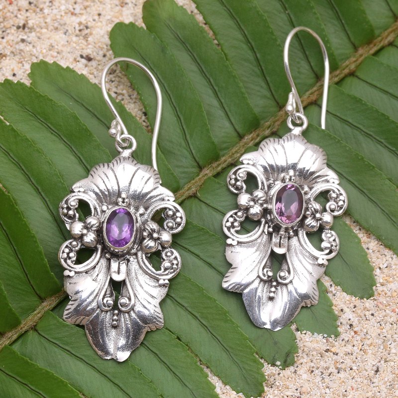 Amethyst and Sterling Silver Dangle Earrings, "Silent Majesty in Purple"