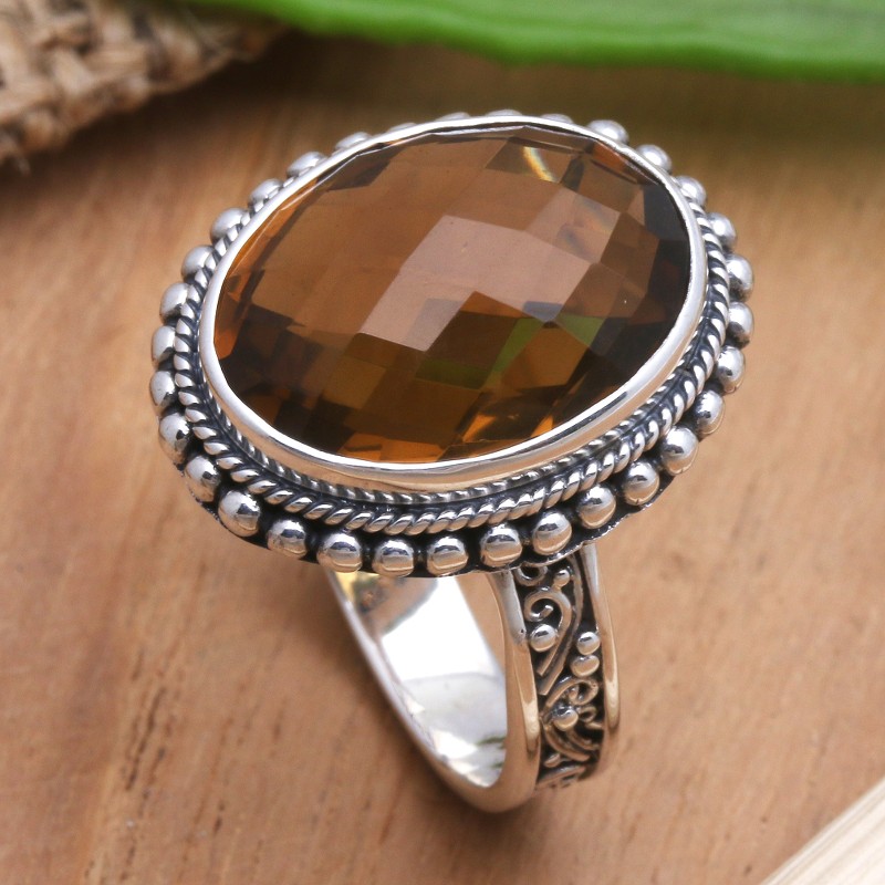 Smoky Topaz and Sterling Silver Cocktail Ring, "Awaken the Dreamers"