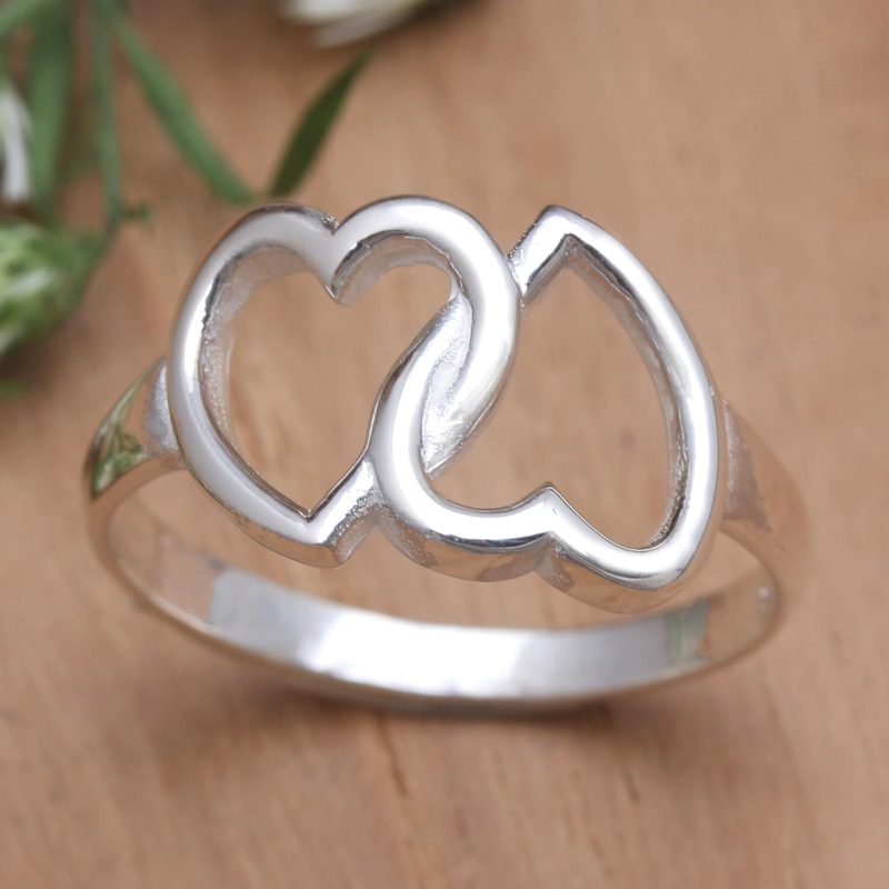 Sterling Silver Cocktail Ring with Heart Motif, "Love Begets Love"