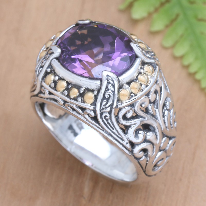 Sterling and Amethyst Ring with 18k Gold, "Majestic Touch"