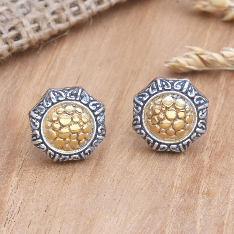 18k Gold-Accented Earrings from Bali, "Golden Gianyar"