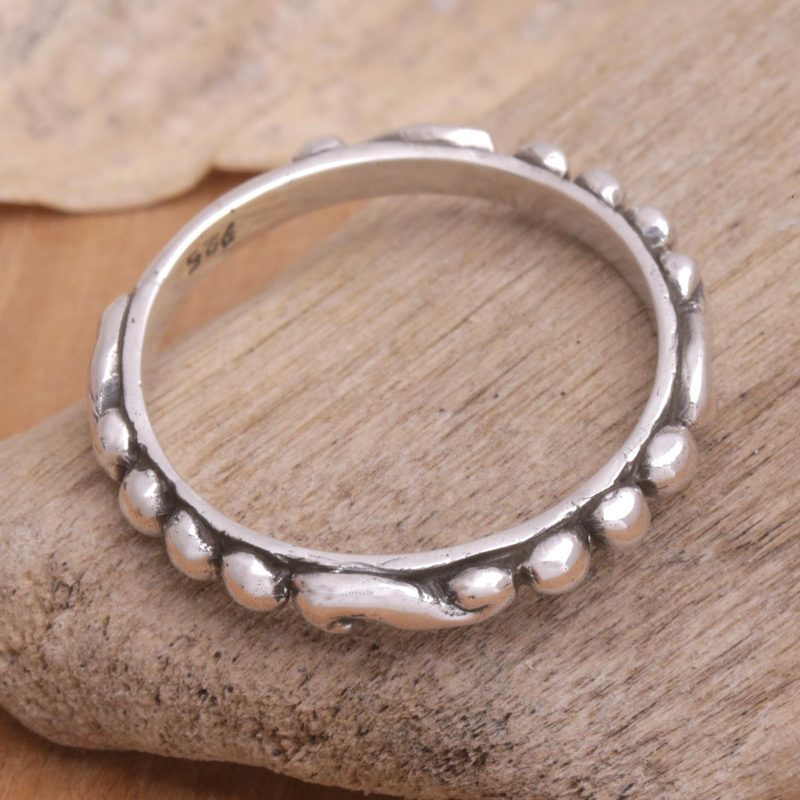 Sterling Silver Band Ring Crafted in Bali, "Sugar Orbs"