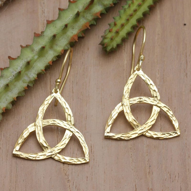 18k Gold-Plated Celtic Trinity Knot Dangle Earrings, "Trinity Knot"