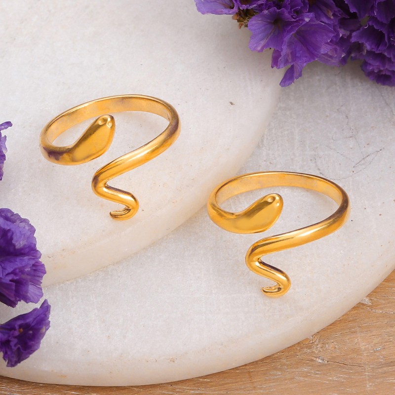 Pair of 22k Gold-Plated Sterling Silver Snake Wrap Rings, "Snake Divinity"