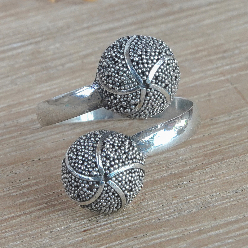 Starfish-Themed Sterling Silver Wrap Ring from Bali, "Starfish Majesty"