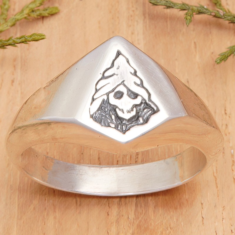 Skull-Themed Polished Sterling Silver Domed Ring from Bali, "Underworld Skull"