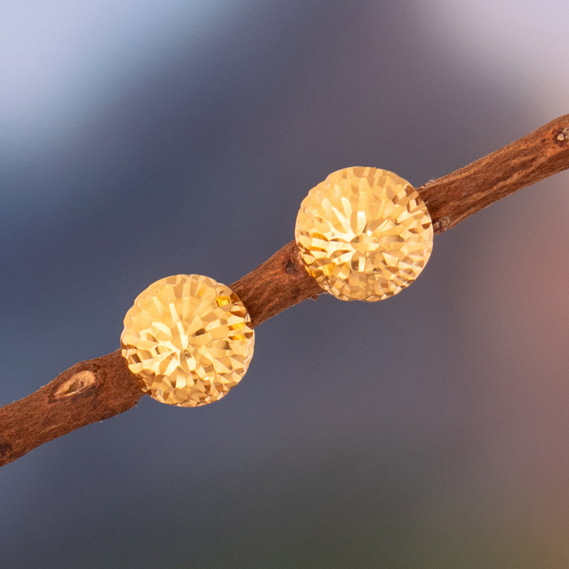 Modern Geometric Textured 18k Gold-Plated Stud Earrings, "Victorious Illusion"
