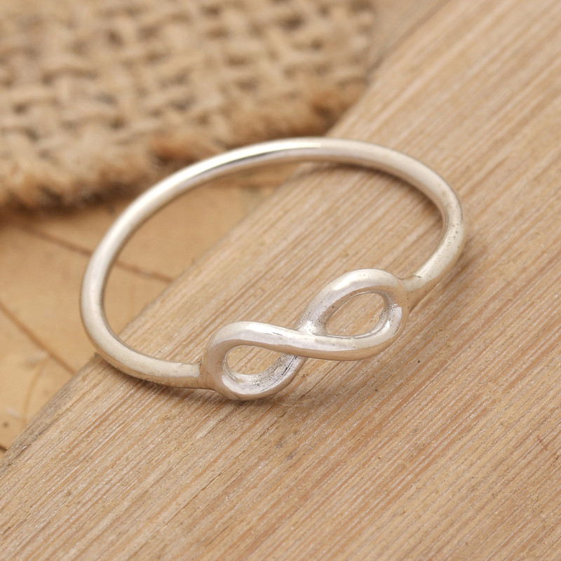 Modern High-Polished Infinity Sterling Silver Band Ring, "Future Infinity"