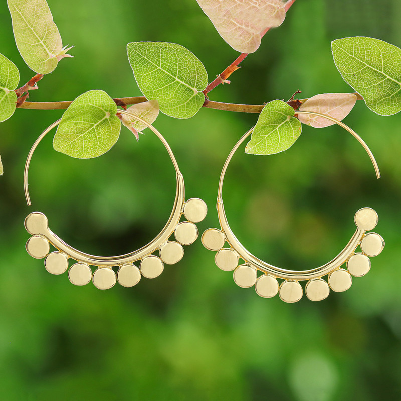 Abstract 18k Gold-Plated Half-Hoop Earrings from Thailand, "Modern Triumph"