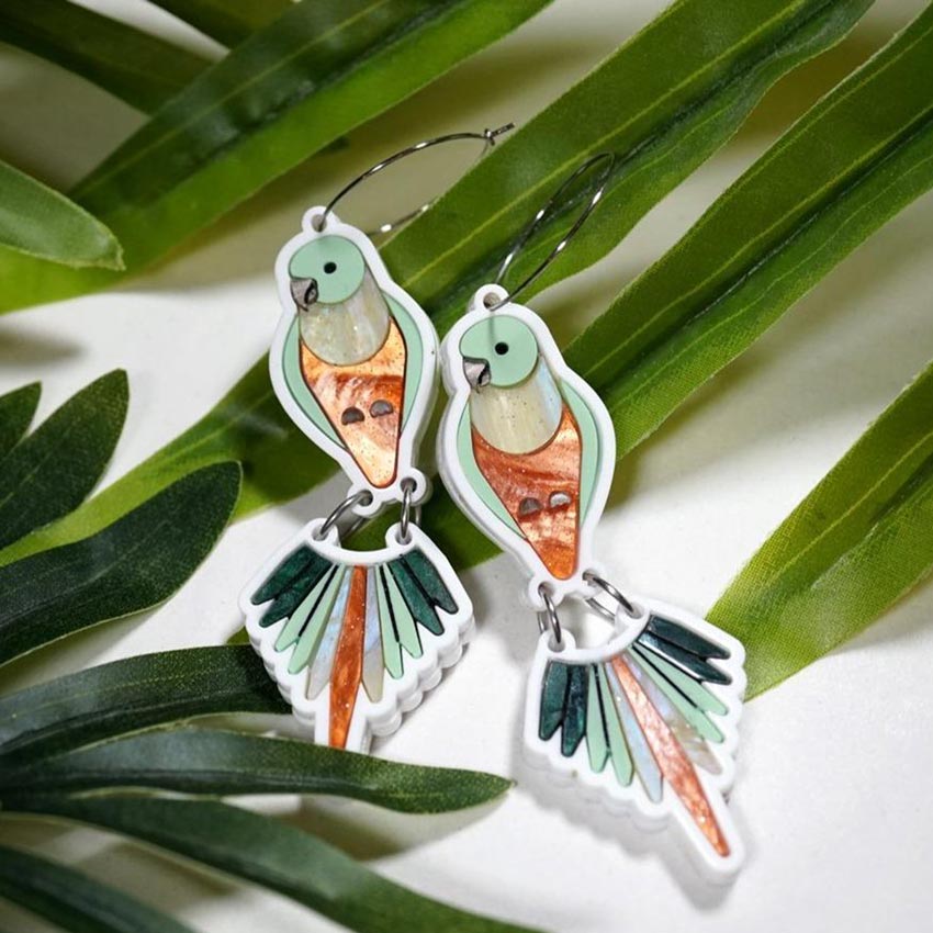 King Parrot Statement Earrings By Lost Kiwi Designs