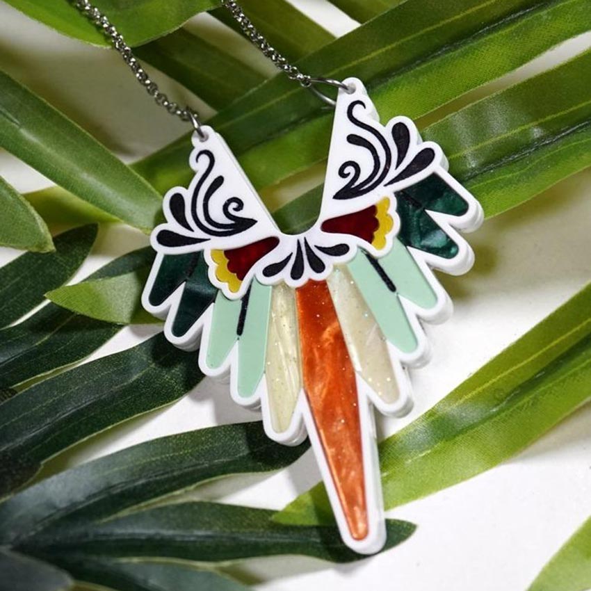 Bell Bush King Parrot Feather Necklace By Lost Kiwi Designs
