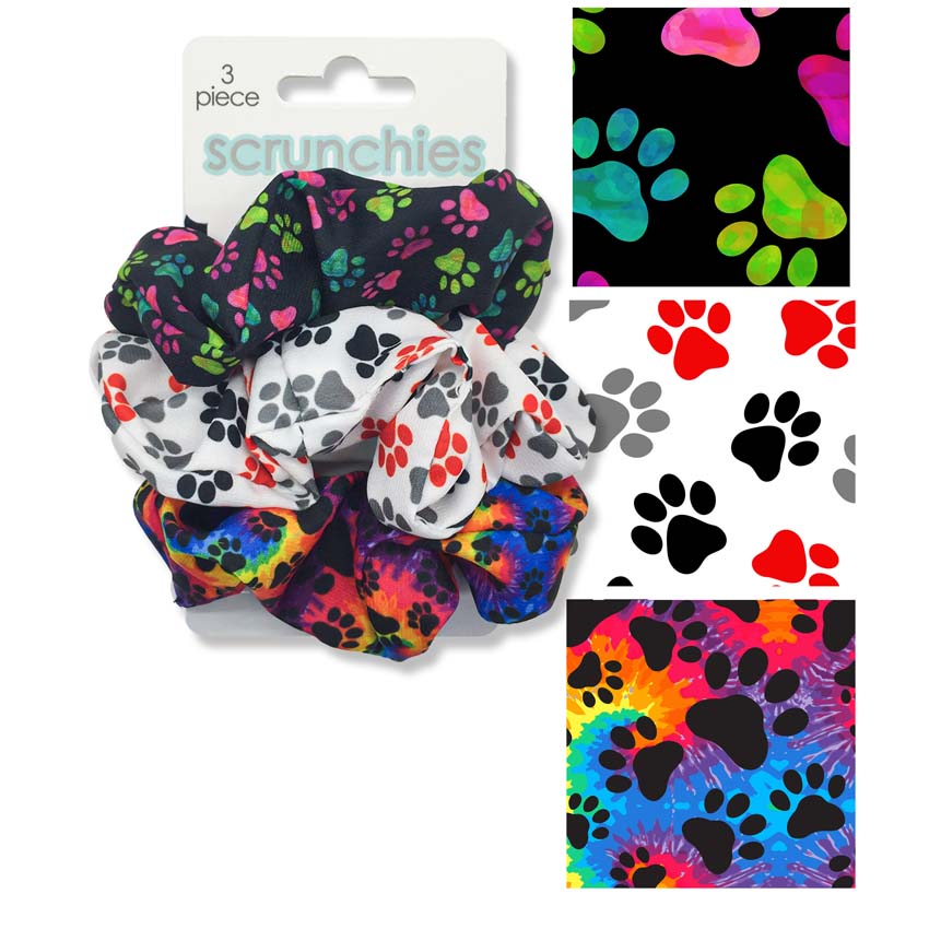 Paw Print Hair Scrunchies Set Of Three