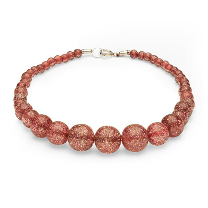 New Peachy Glitter Beads Necklace By Splendette