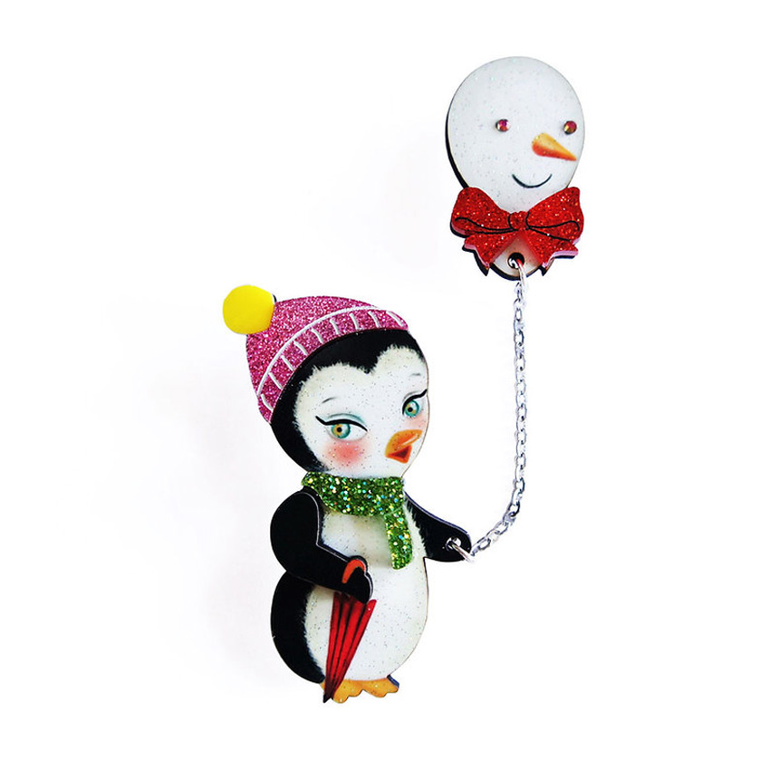 Penguin With Balloon Brooch By Laliblue